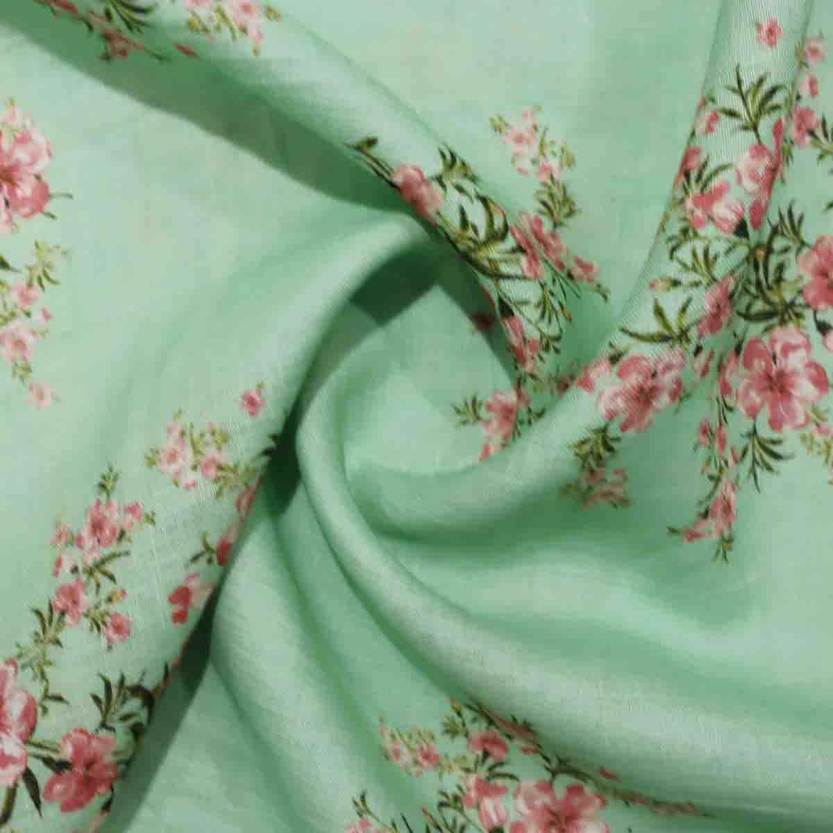 Pure Linen Print Silk Mint Green