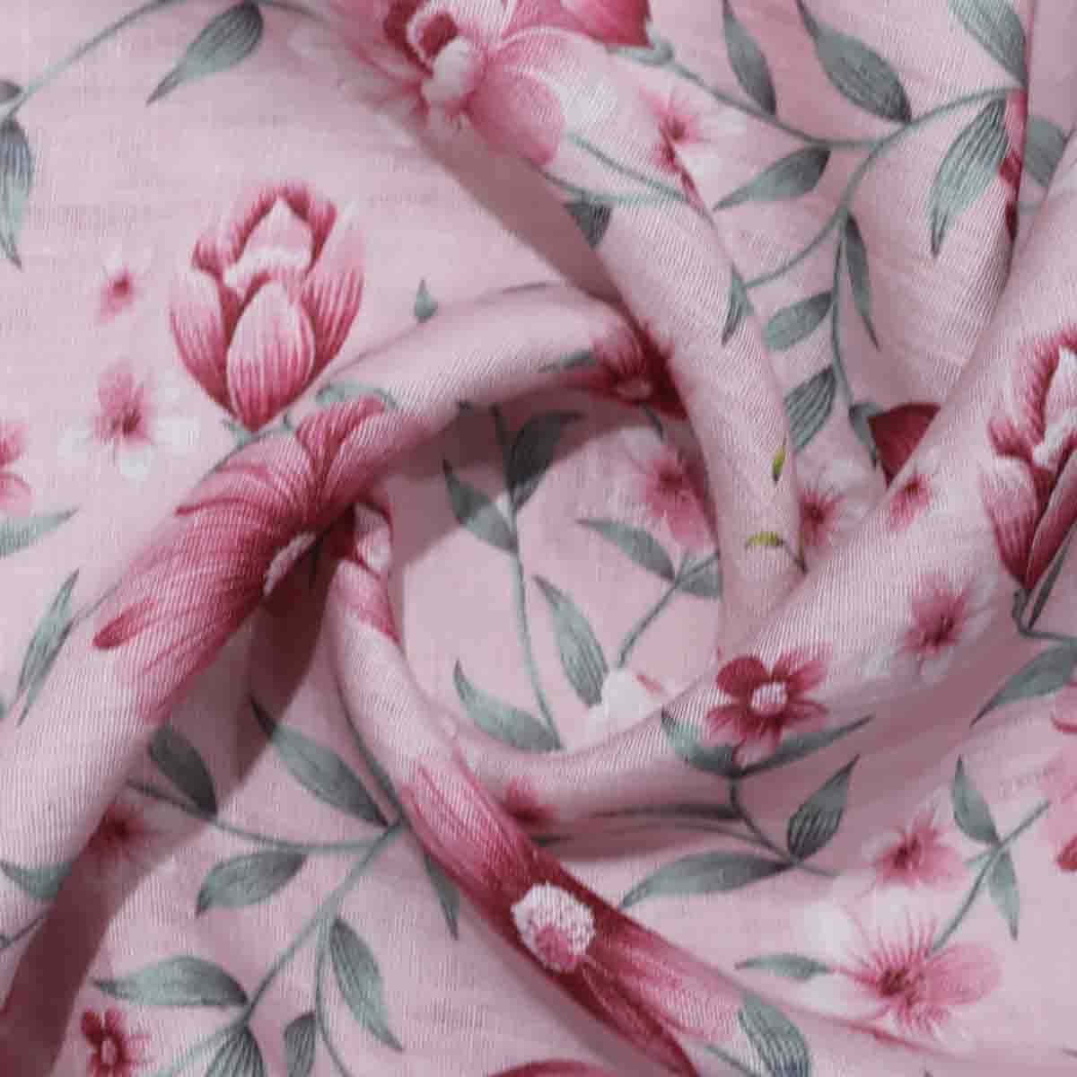 Pure Linen Print Silk Pink (2)