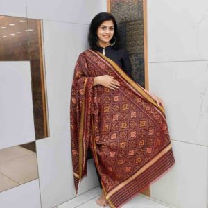 Pure Silk Handloom Double Ikkat Patan Patola Duppatta Maroon