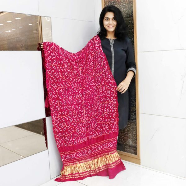 Dupatta Gajji Silk Amba Dal Pattern-Pink